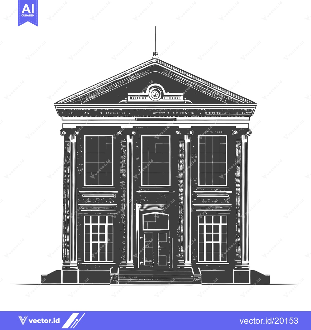 Premium Vector dari The grayscale facade of a classic building with columns