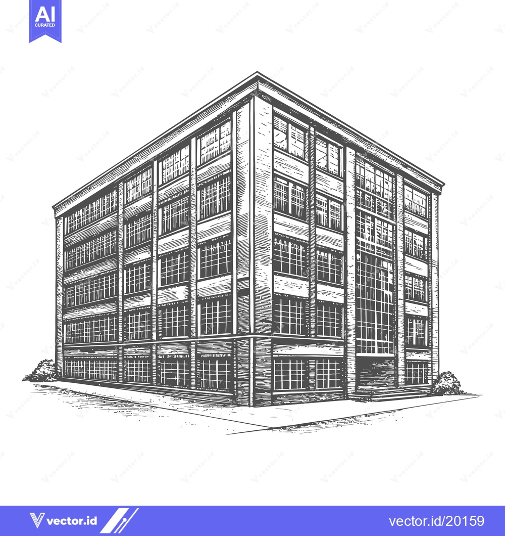 Premium Vector dari A large building represents the drawing of a building structure