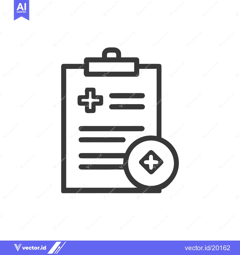 Premium Vector dari Simple Medical Record Icon with Add Symbol