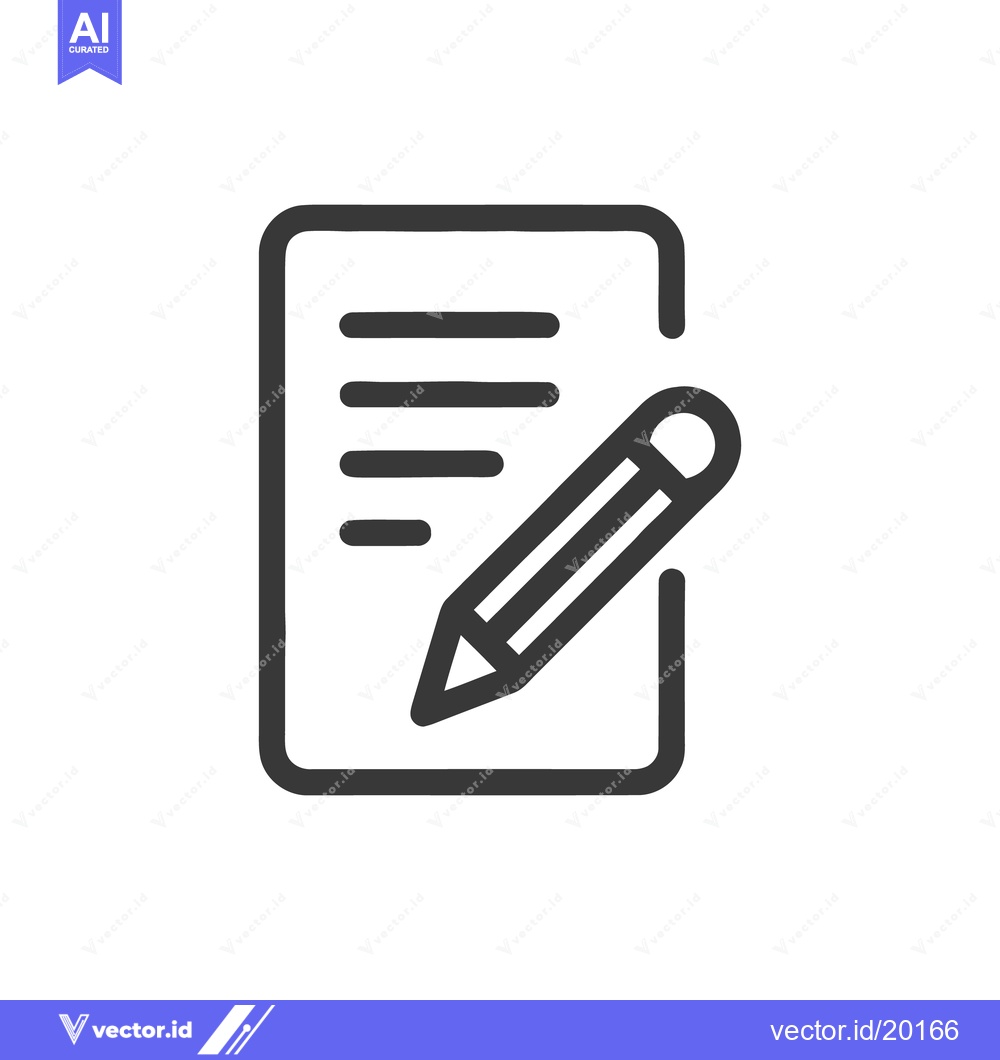 Premium Vector dari Simple Line Icon of Document with Pen, Minimalist Design
