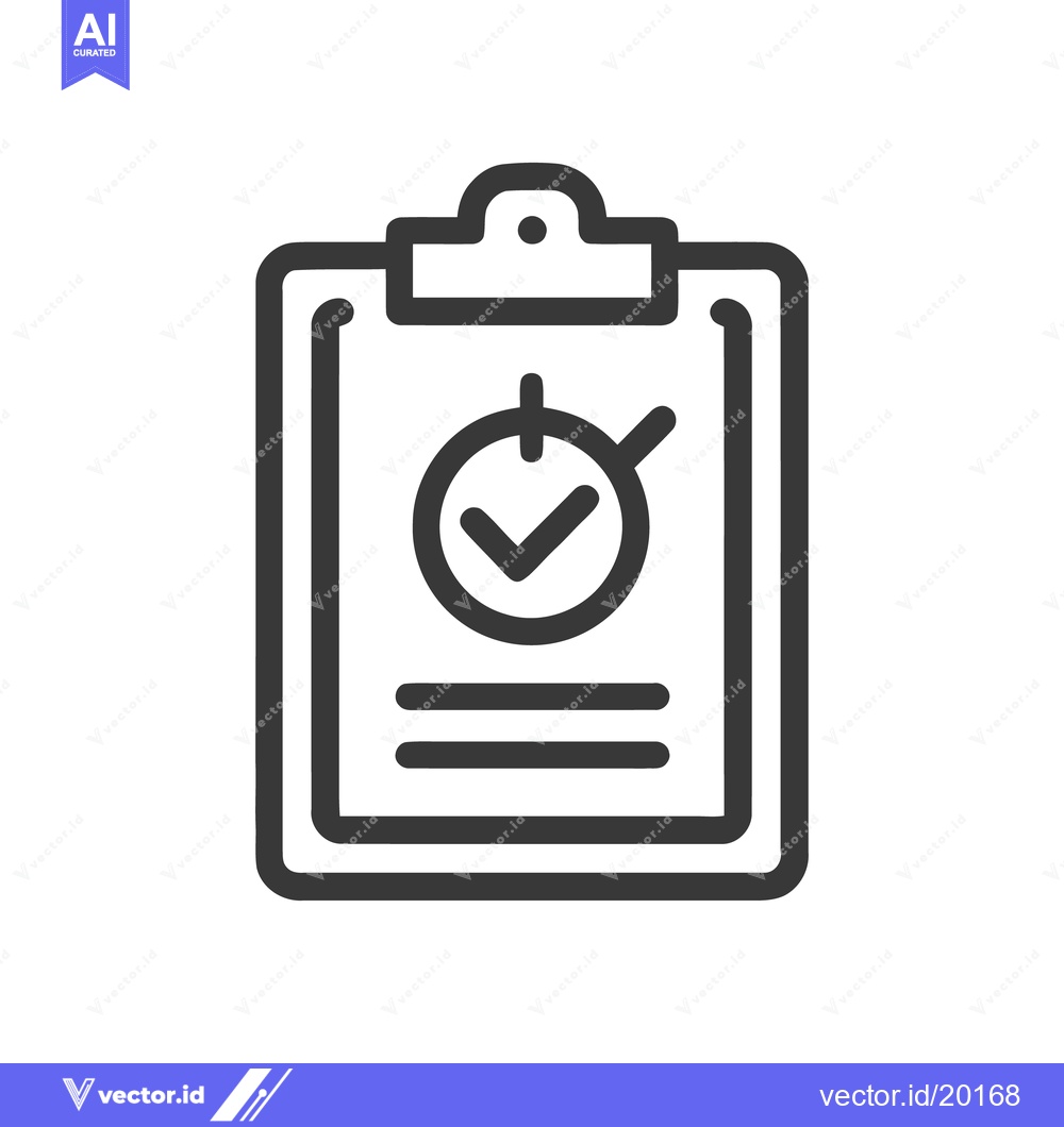 Premium Vector dari Clipboard Icon with Checkmark and Clock, Business Concept, Approval, D