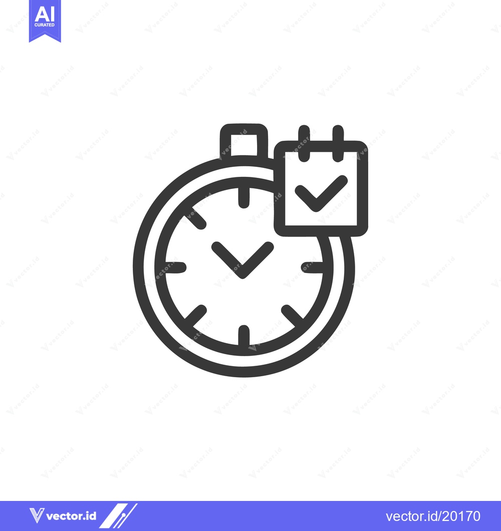 Premium Vector dari Deadline Icon: Clock with Calendar and Checkmark, Time Management