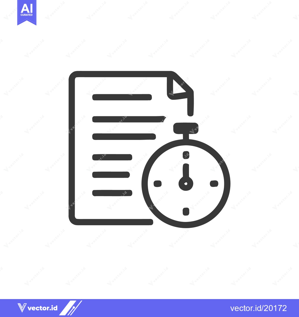 Premium Vector dari Document and Stopwatch Icon: Time Management, Deadline, Efficiency Con