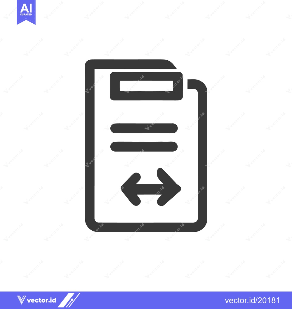 Premium Vector dari Data Transfer Icon: Minimalist Gray Document with Double Arrows, signi