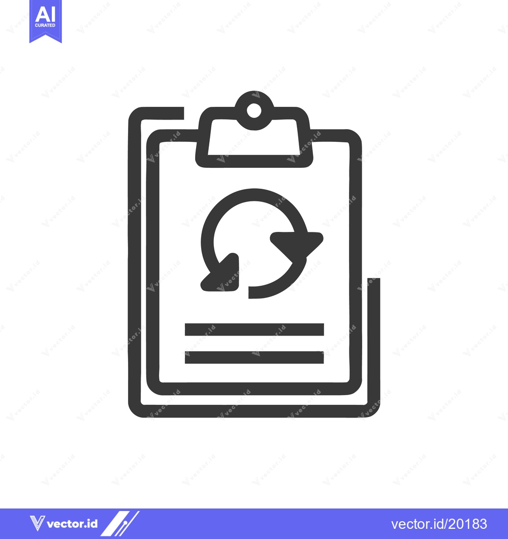 Premium Vector of Clipboard with Circular Arrow Icon: Data Refresh and Update Symbol