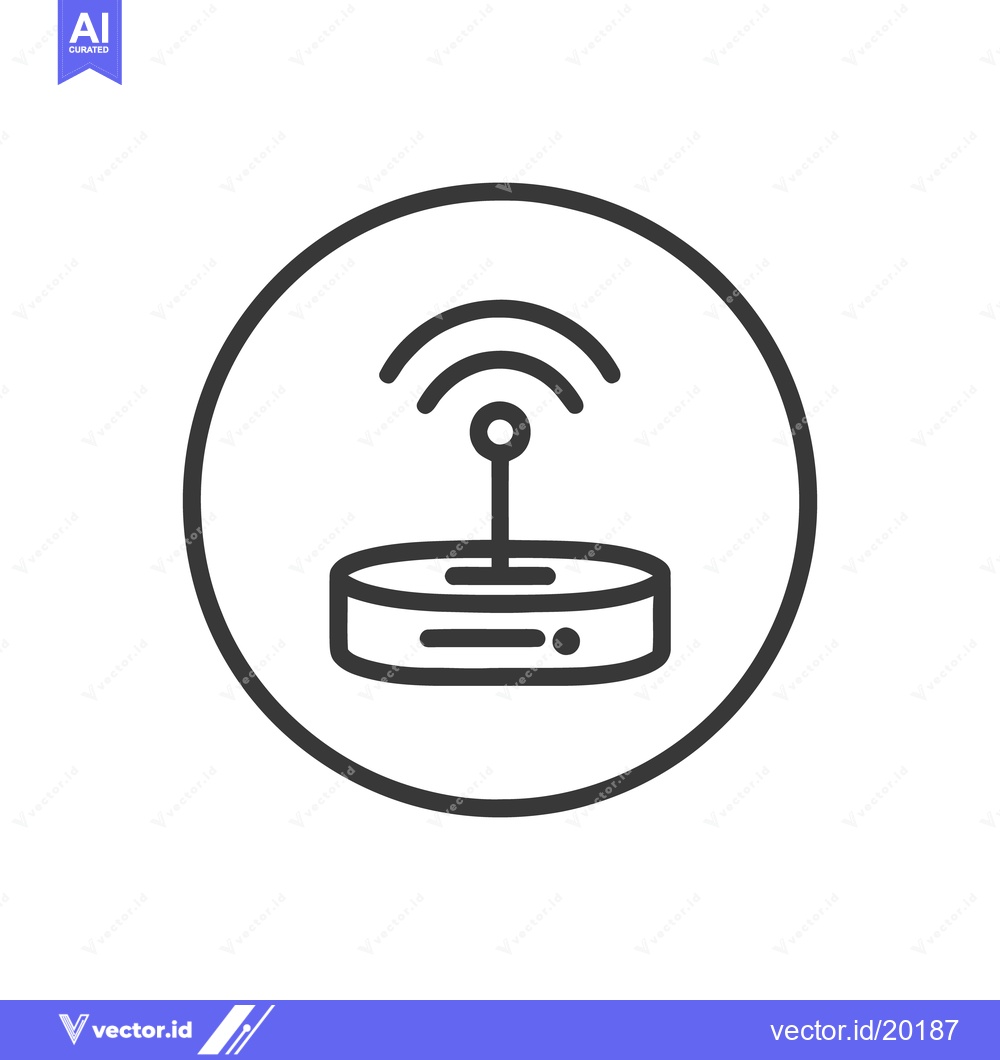 Premium Vector dari Minimalist WiFi Router Icon in Circle, Modern Technology Symbol