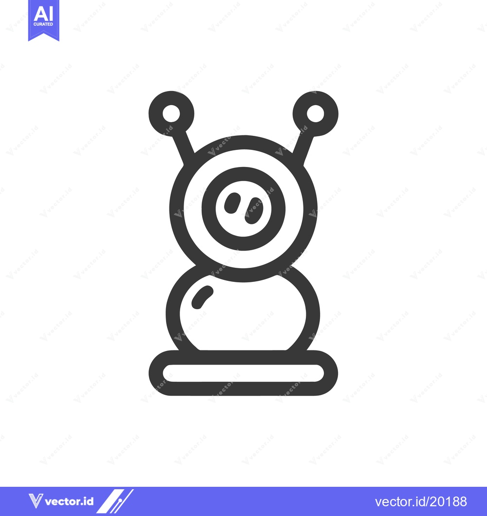 Premium Vector of Minimalist Alien Icon: Gray Outline of Extraterrestrial Figure on Whit