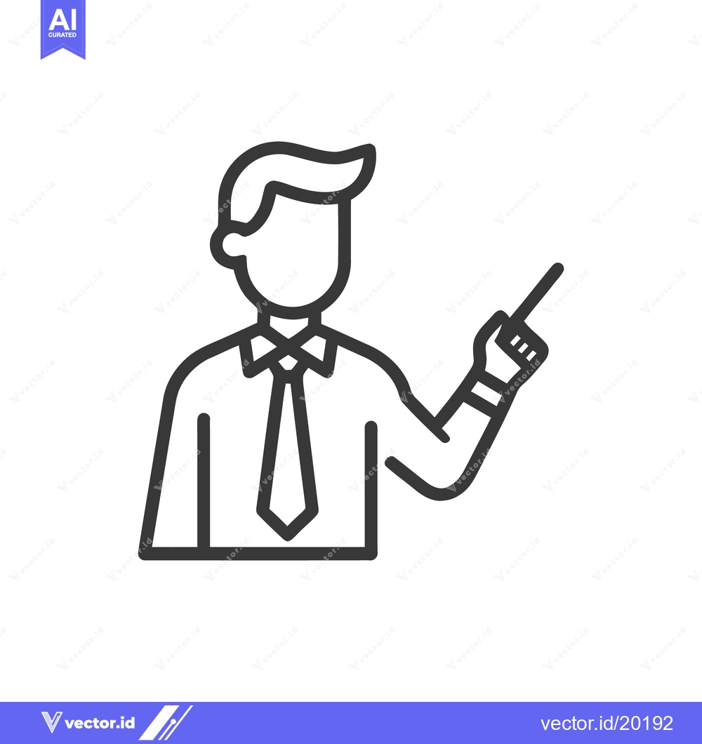 Premium Vector dari Minimalist Line Art: Businessman Pointing Upward, Isolated on White
