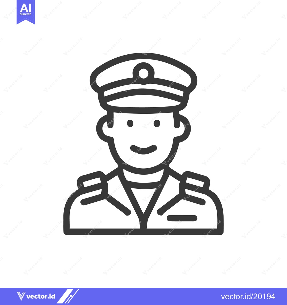 Premium Vector of Minimalist Icon of a Smiling Officer in Uniform