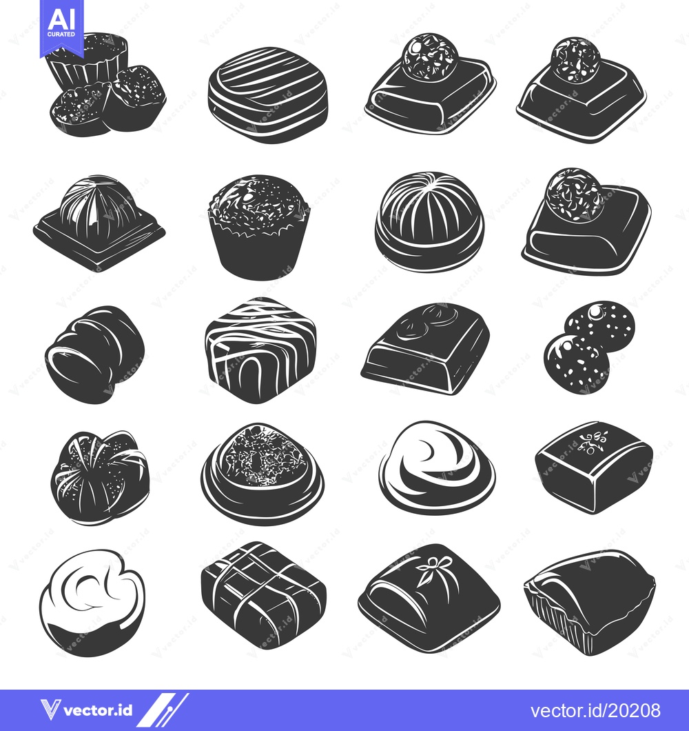 Premium Vector of Assortment of Black and White Chocolate Candies