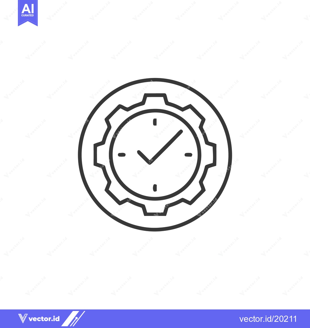 Premium Vector dari Time Management Icon: Clock with Gear, Efficiency and Productivity Con
