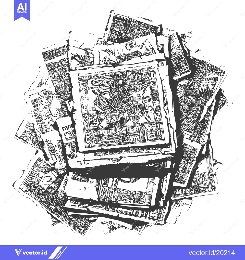 Premium Vector dari A Stack of Ancient Egyptian Papyri