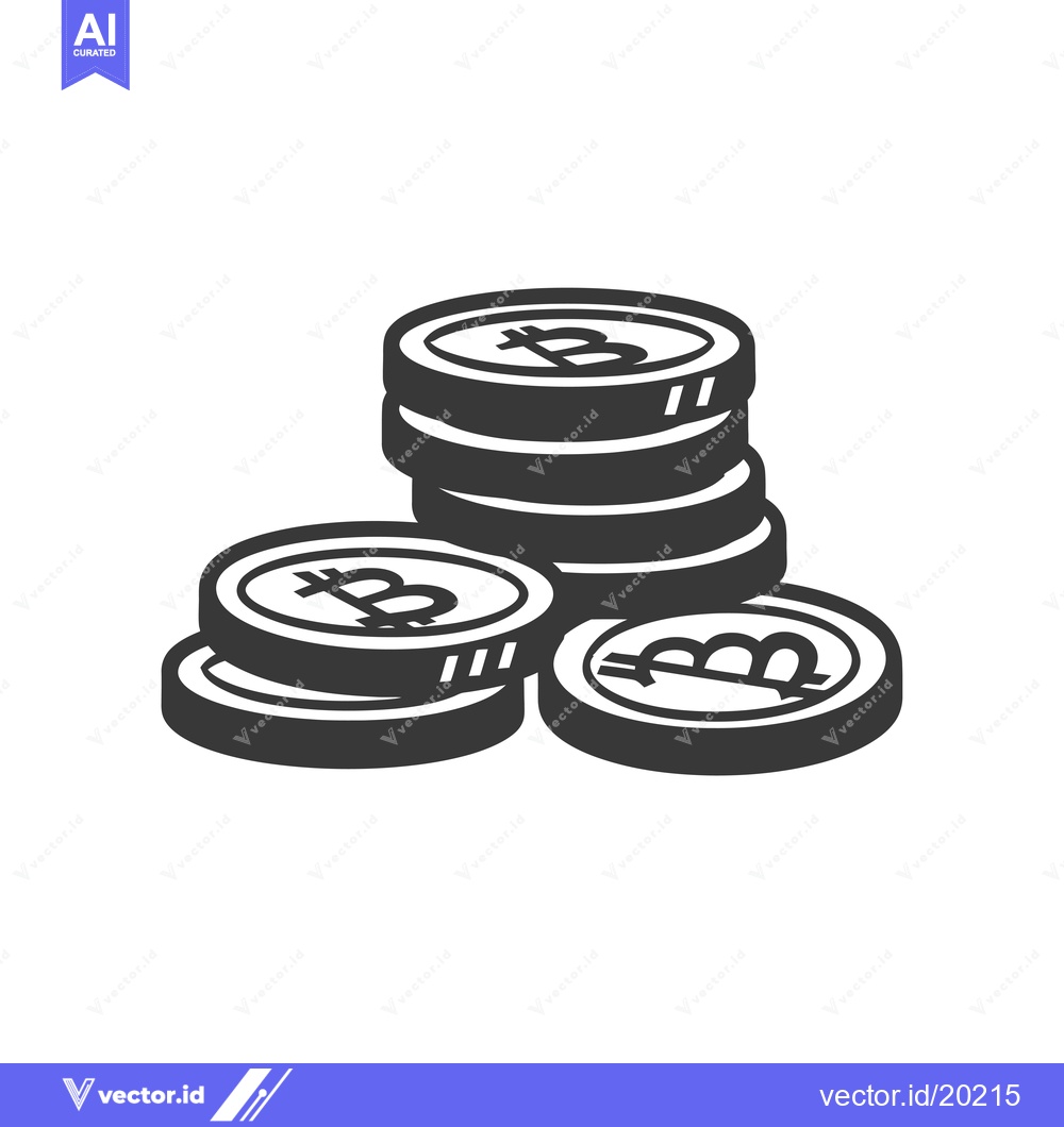 Premium Vector dari A stack of Bitcoin cryptocurrency coins