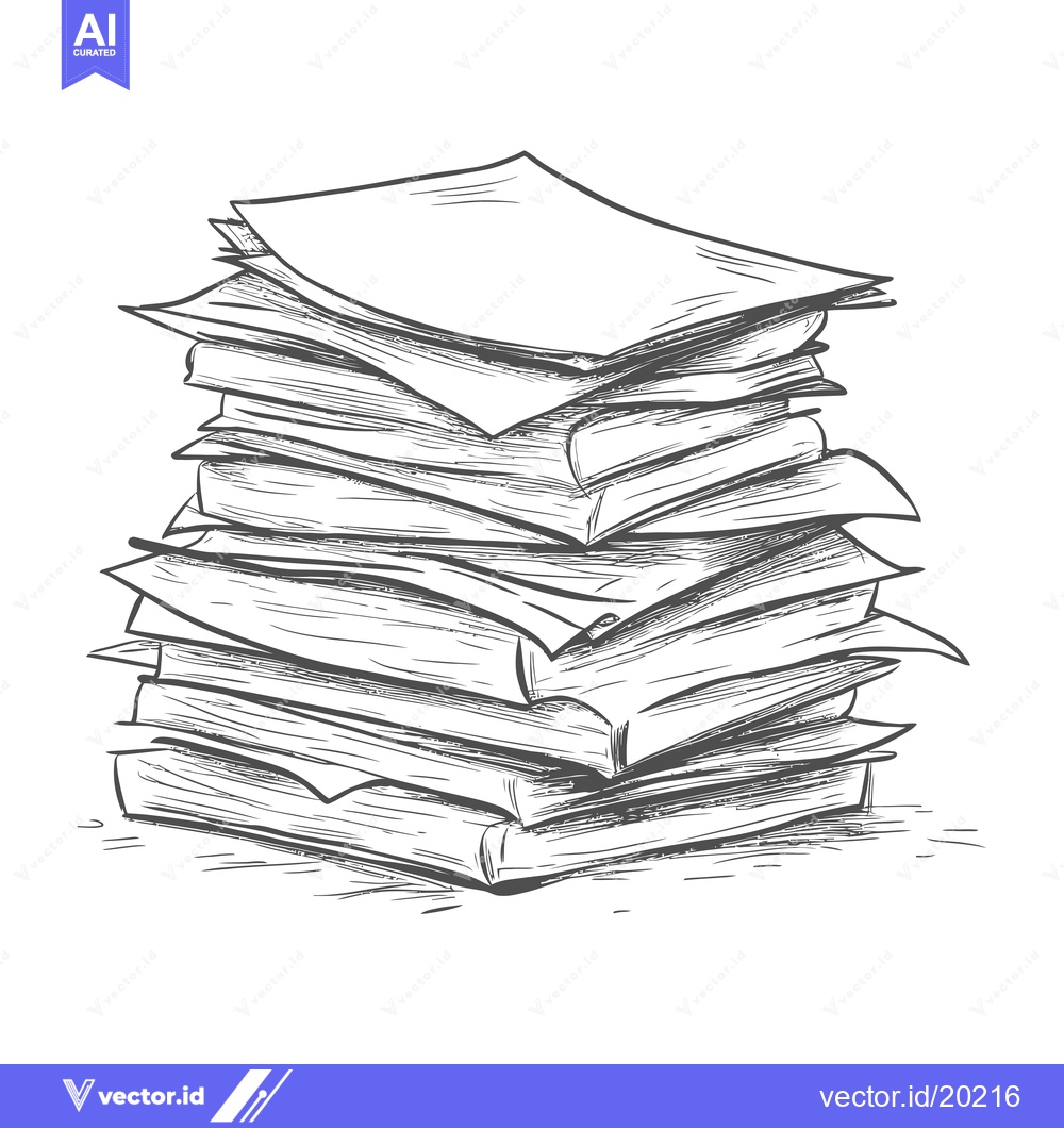 Premium Vector dari A Stack of Books Drawn in a Hand-Sketched Style