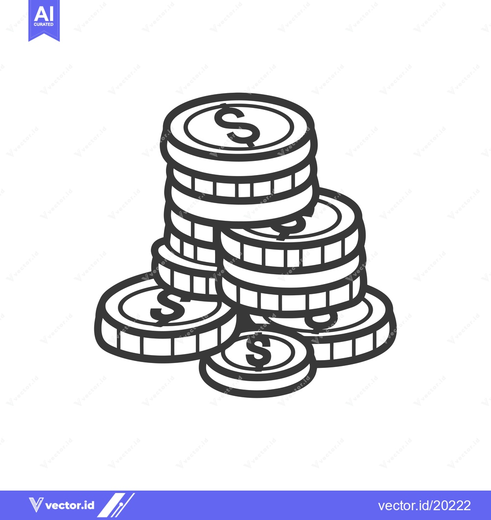 Premium Vector dari A Stack of Coins with Dollar Signs on Each Coin