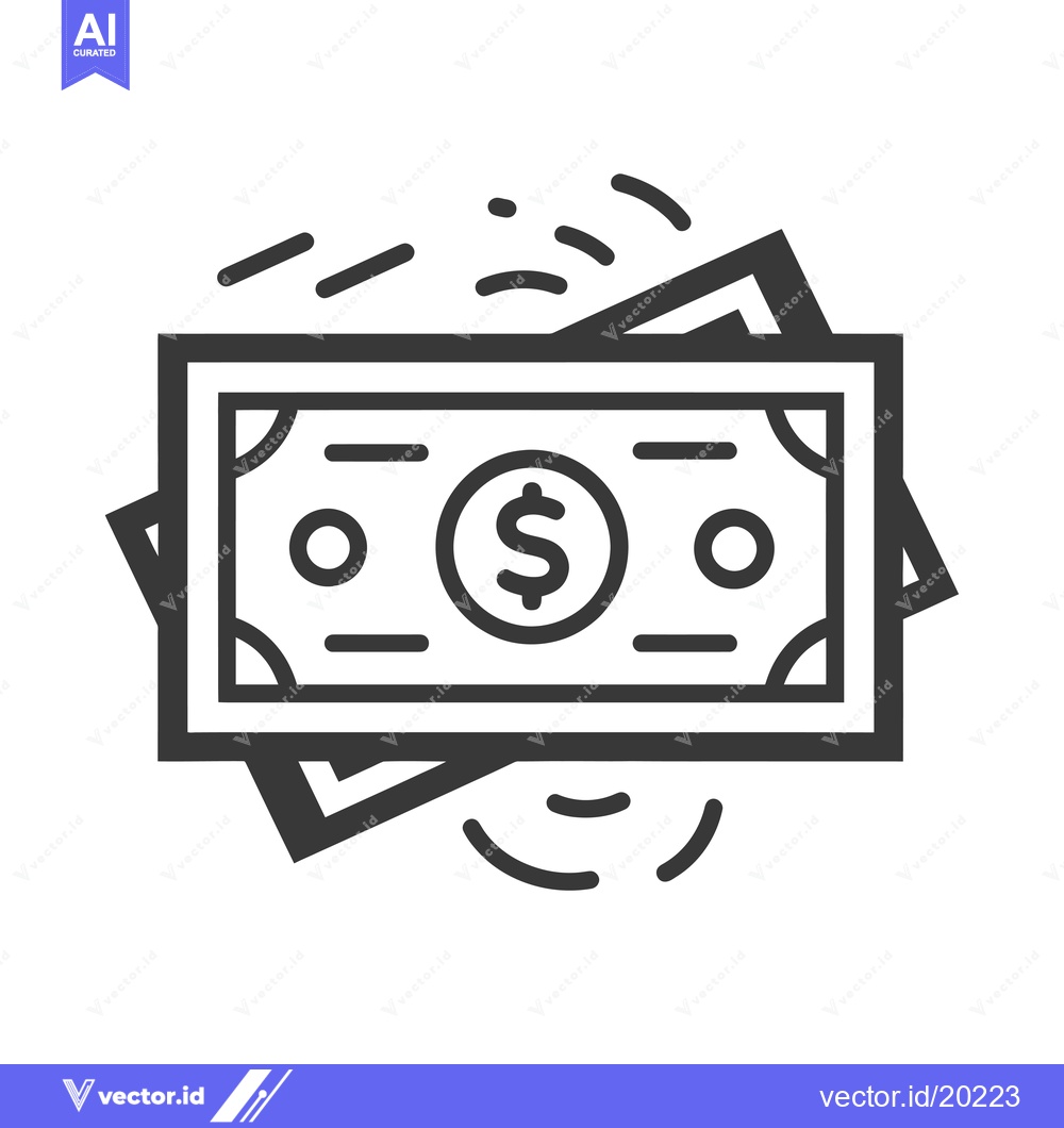 Premium Vector dari A Stack of Dollar Bills with a Dollar Sign in the Center, Surrounded b