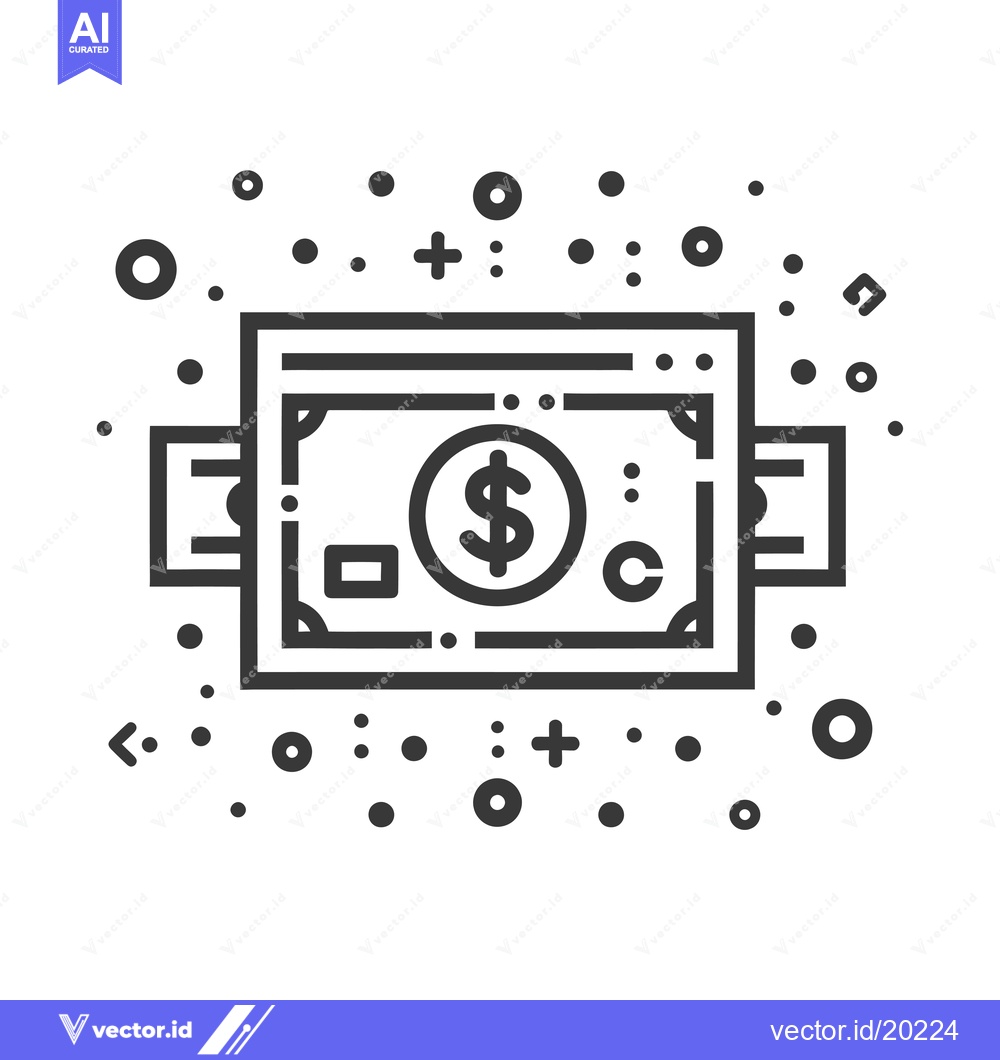 Premium Vector dari A Stack of Dollar Bills with a Dollar Sign in the Middle