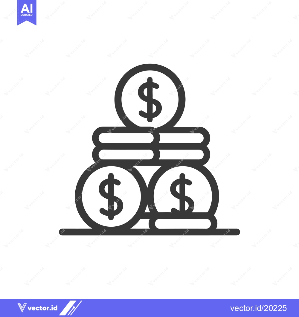 Premium Vector dari A Stack of Dollar Coins, Symbol of Wealth