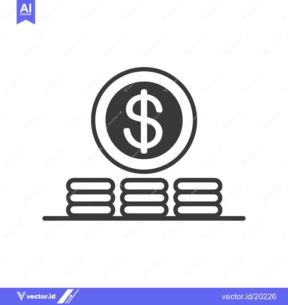 Premium Vector dari A Stack of Dollar Coins with a Dollar Sign on Top
