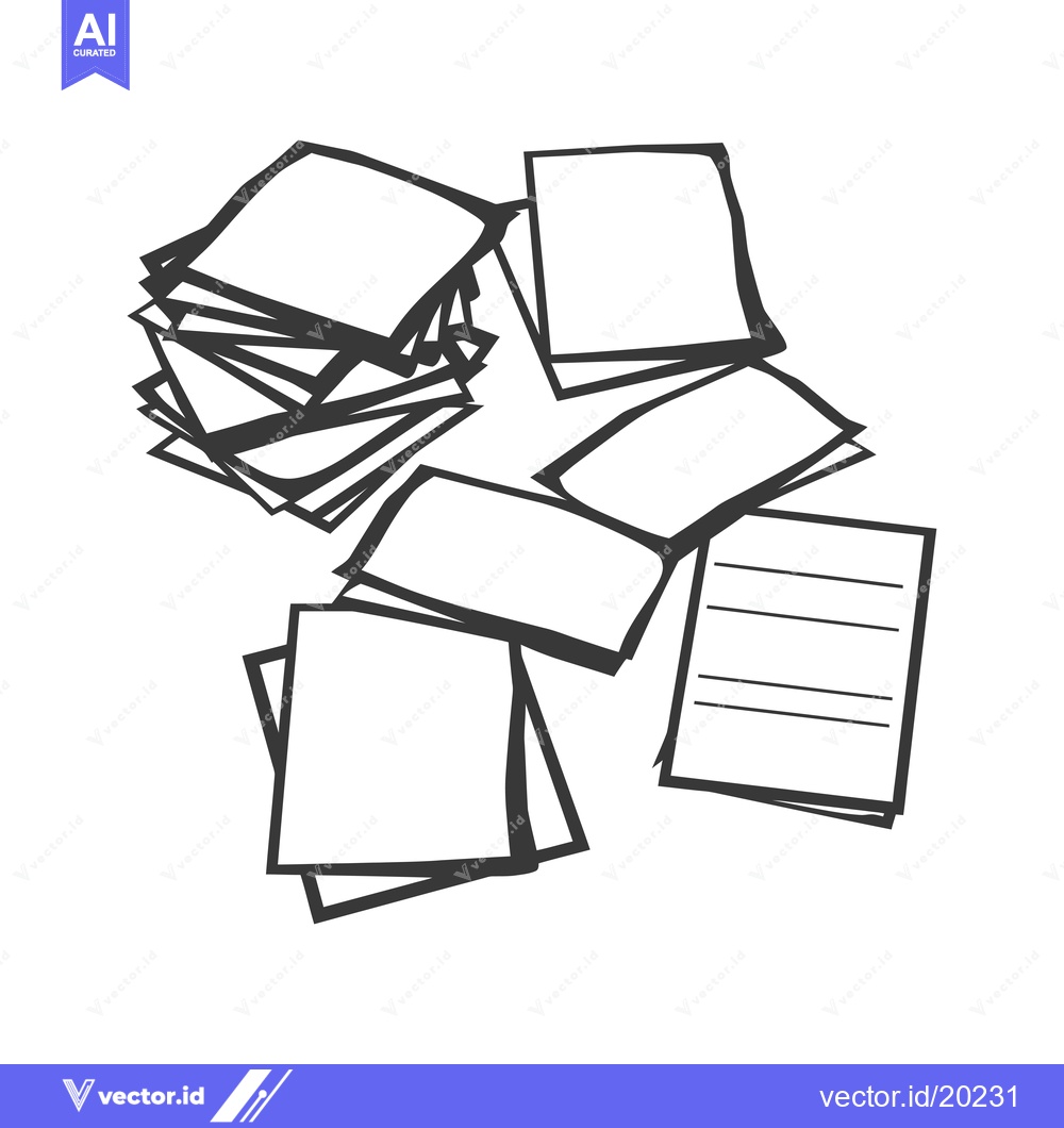 Premium Vector dari A Stack of Papers and a Lined Sheet