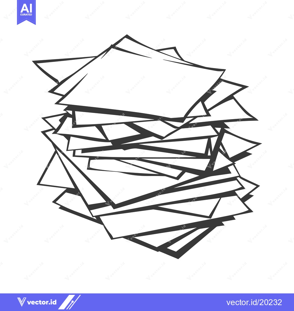 Premium Vector dari A Stack of Papers Depicted in a Simple Line Art Style
