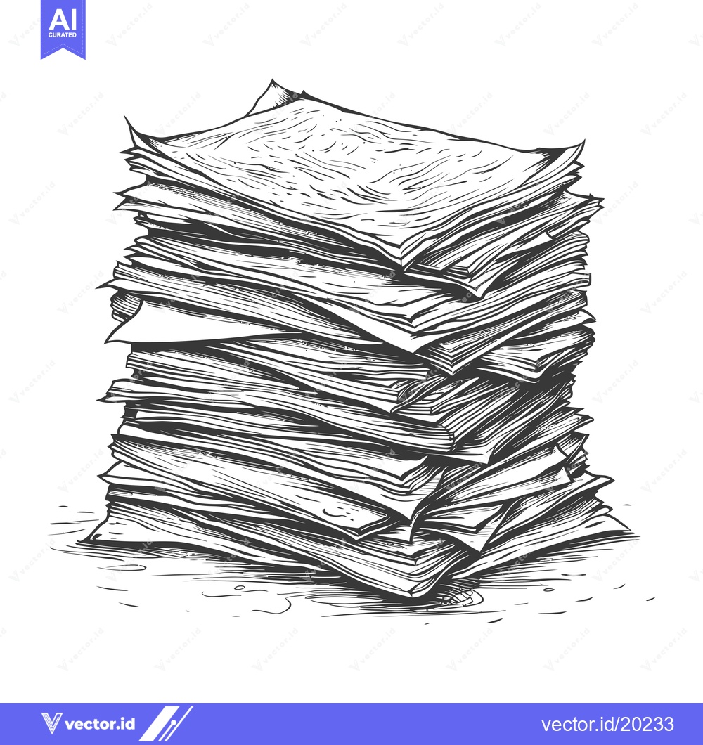 Premium Vector dari A Stack of Papers Drawn in a Sketch Style