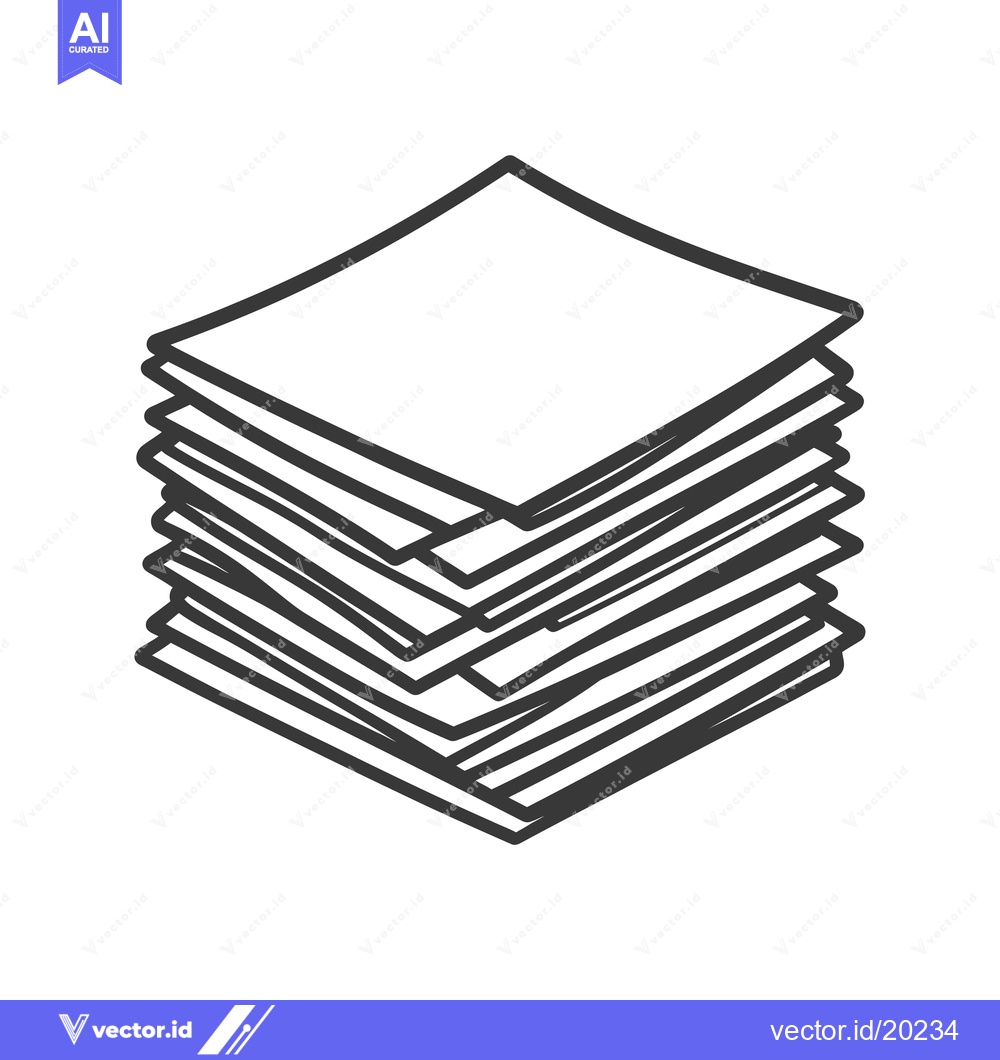 Premium Vector of A Stack of Papers Drawn in Black and White