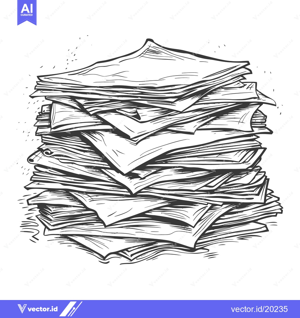 Premium Vector dari A Stack of Papers Drawn in Black and White