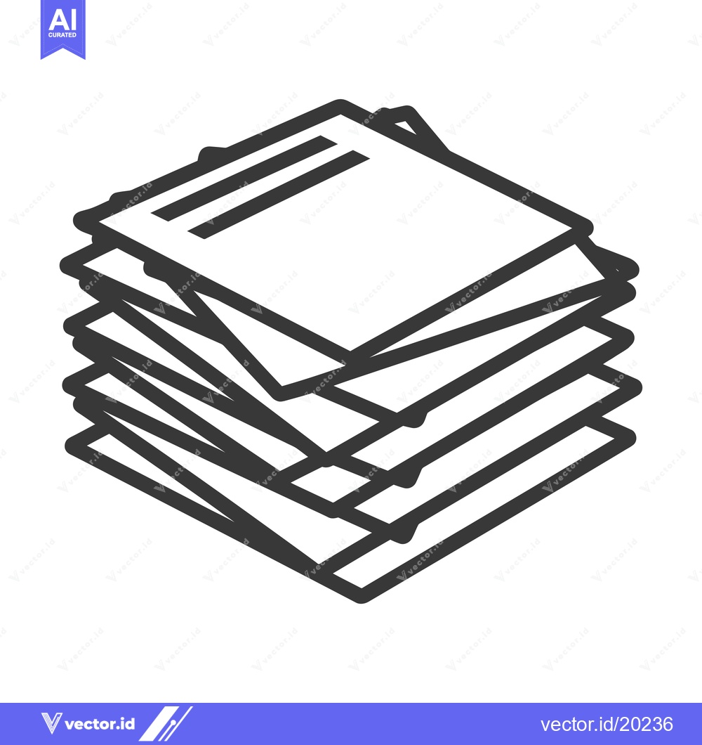 Premium Vector dari A Stack of Papers or Documents Represented by Line Art