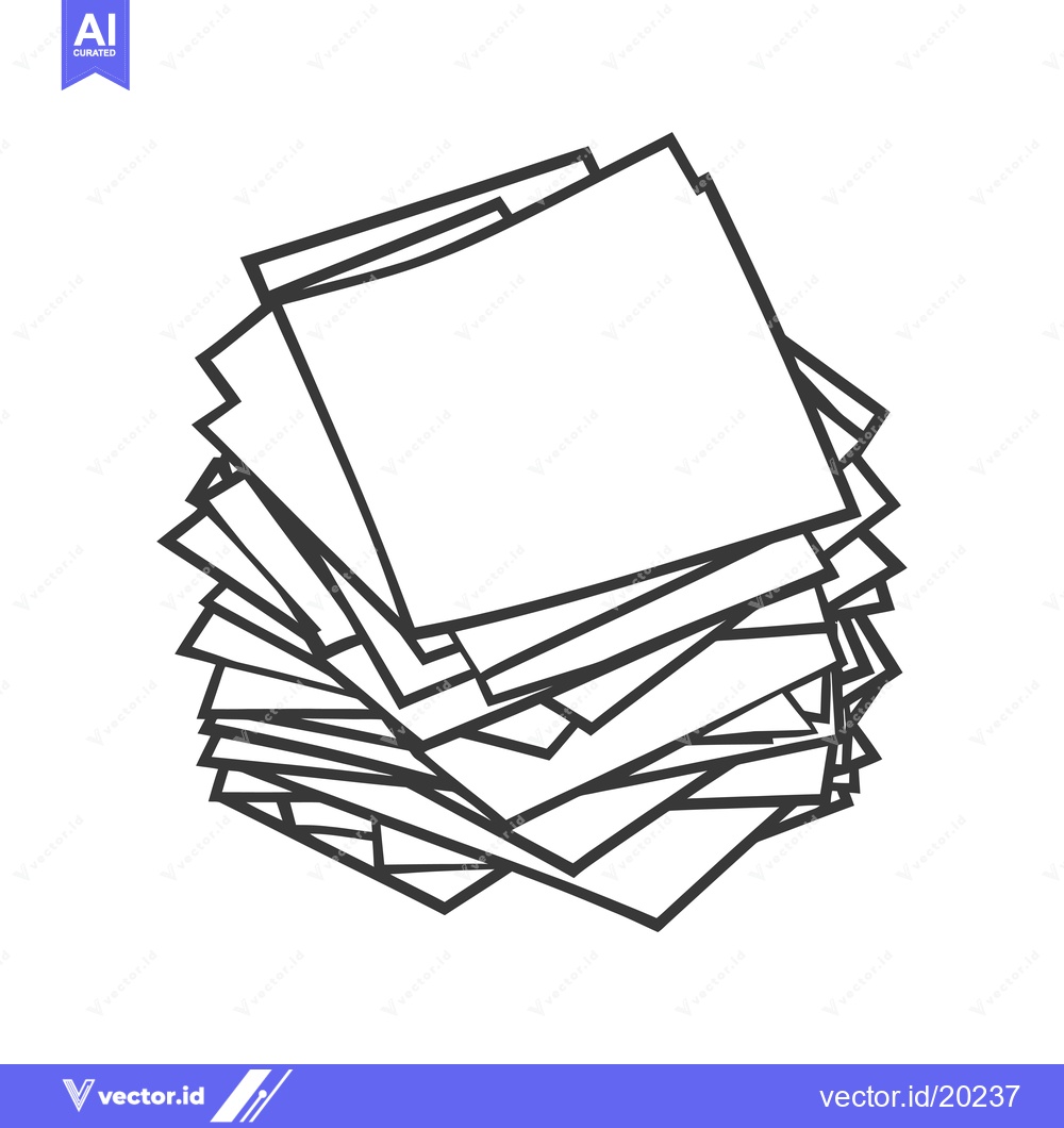 Premium Vector dari A Stack of Papers with a Simple Line Art Design