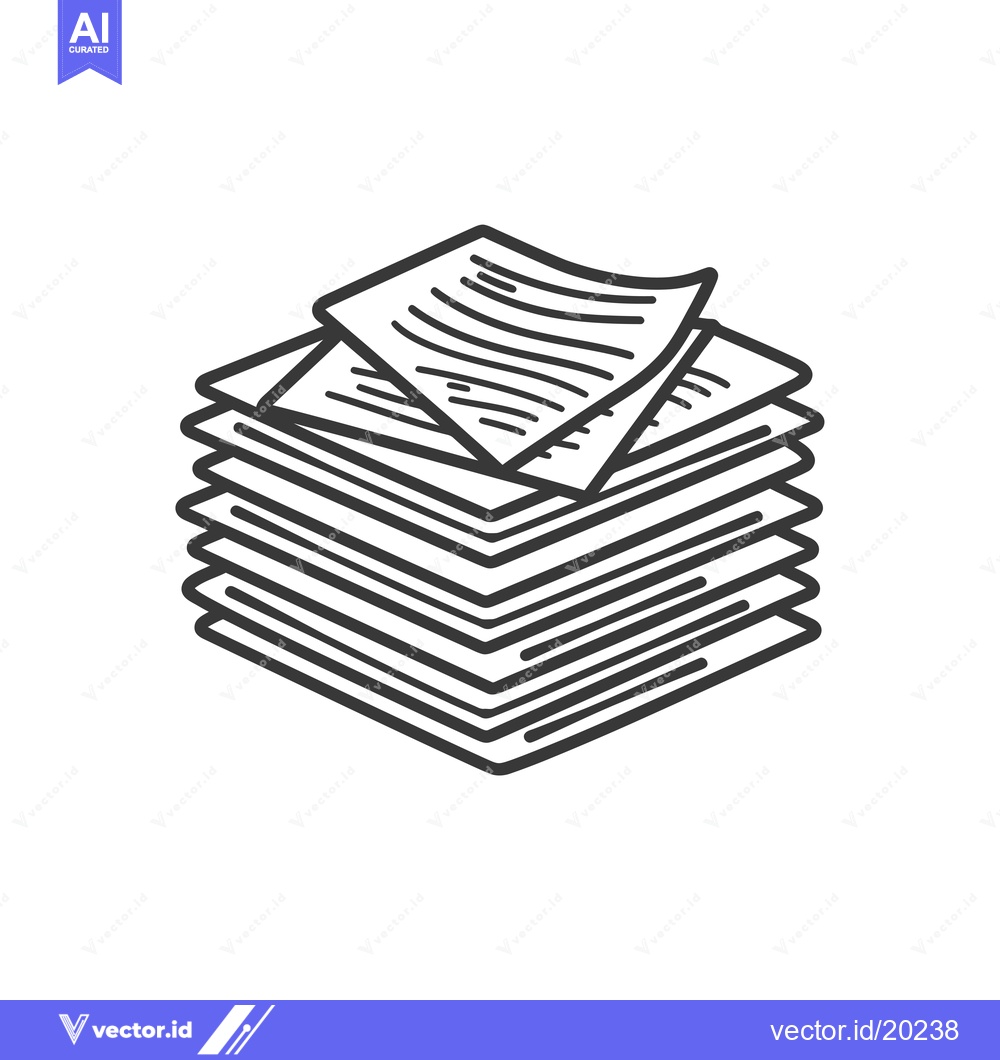 Premium Vector dari A Stack of Papers with the Top Page Flipped Up