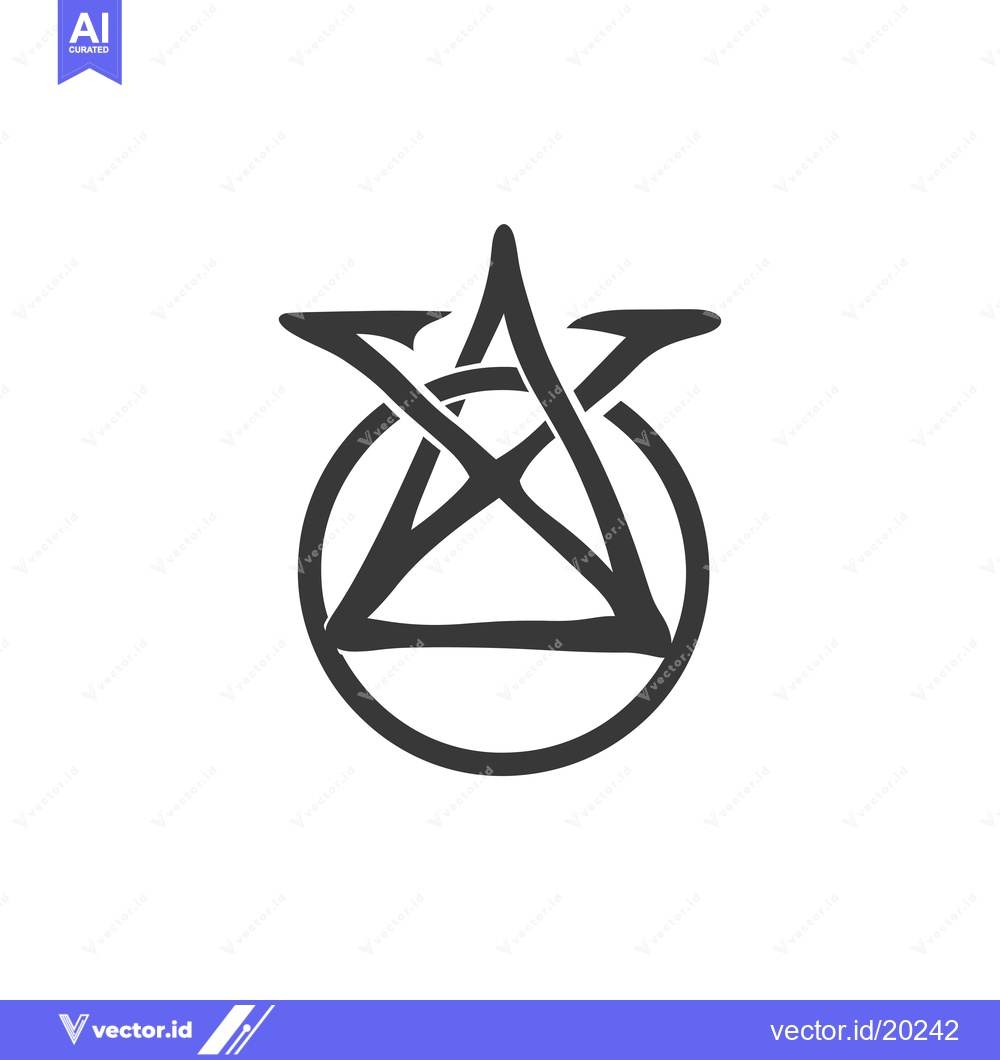 Premium Vector dari A Star Inside a Circle with a Triangle Shape