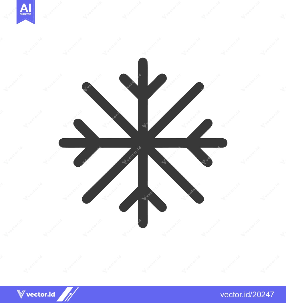 Premium Vector dari Minimalist Snowflake Icon: Symmetrical Design on White Background, Win
