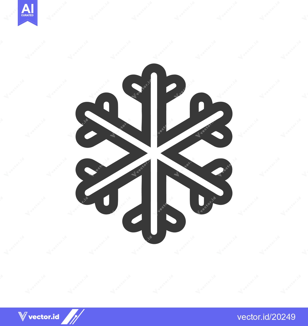 Premium Vector dari Minimalist Snowflake Icon: Symmetrical Winter Symbol on White Backgrou