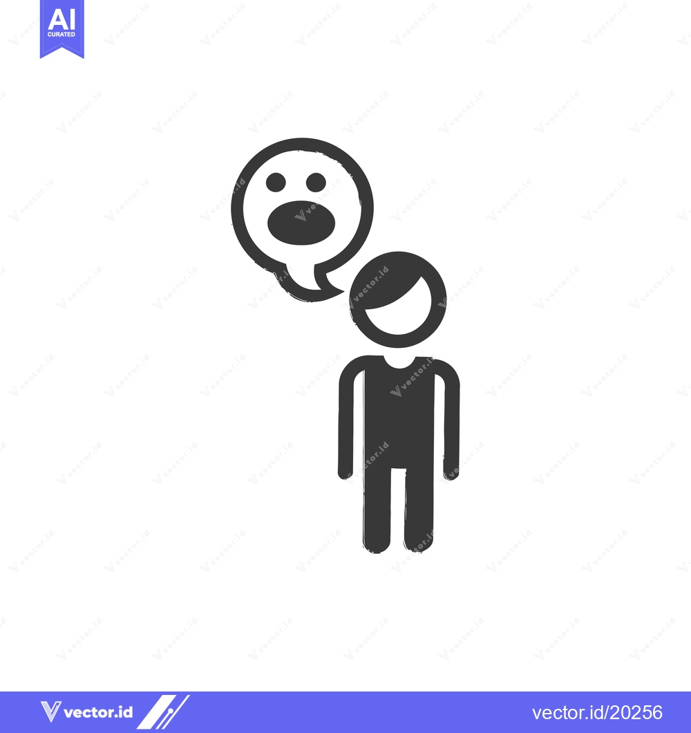 Premium Vector dari A stick figure person with a speech bubble expressing surprise