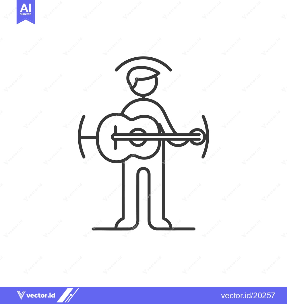 Premium Vector dari A stick figure playing an acoustic guitar