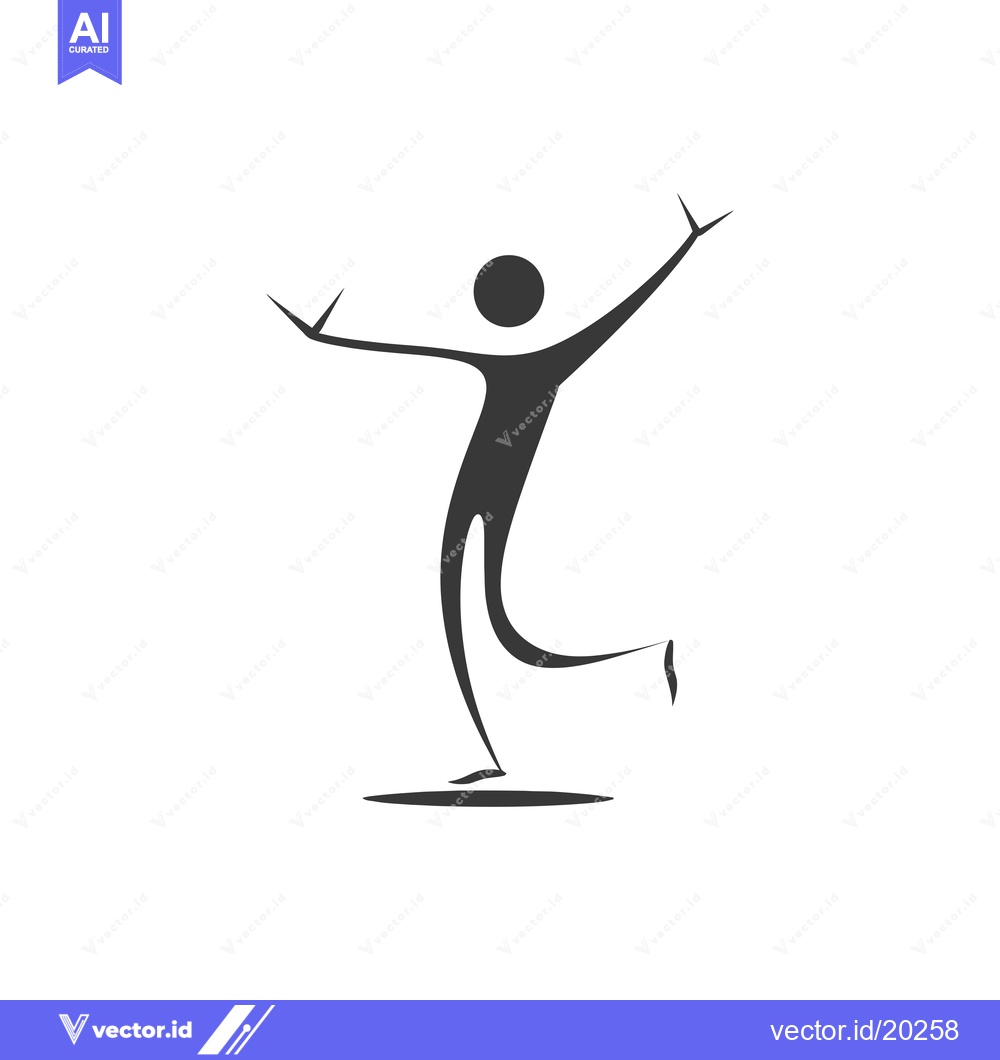 Premium Vector dari A stick figure silhouette of a person jumping in the air with their ar