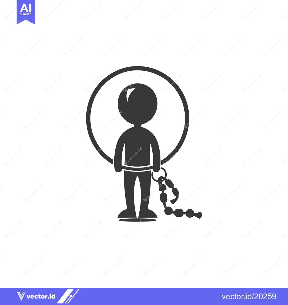 Premium Vector dari A Stick Figure with a Chain and a Circle Around Its Head