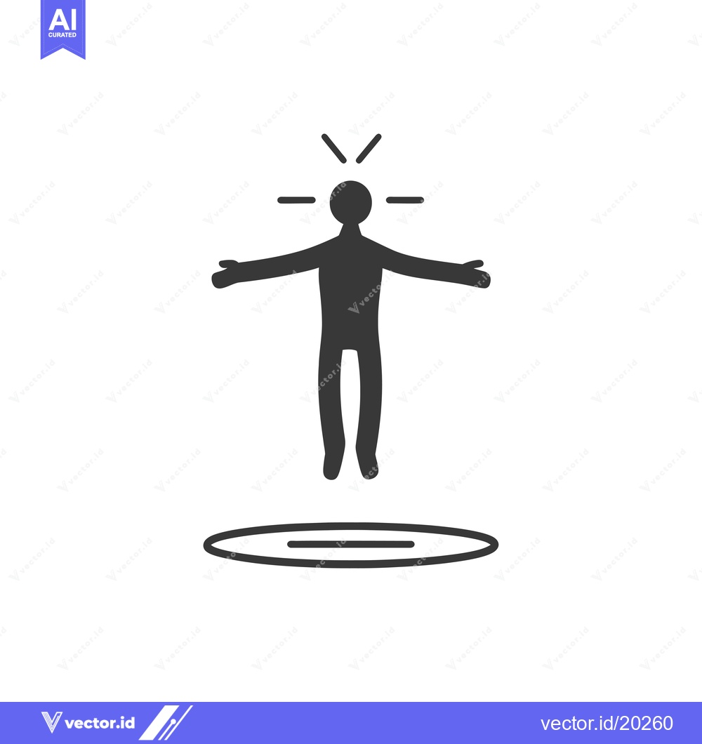 Premium Vector of A stick figure with arms outstretched floating above a circle