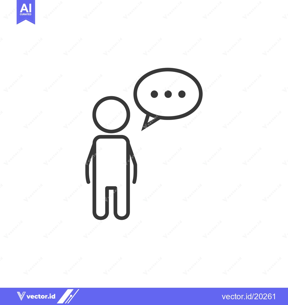 Premium Vector dari A stick figure with a speech bubble containing three dots