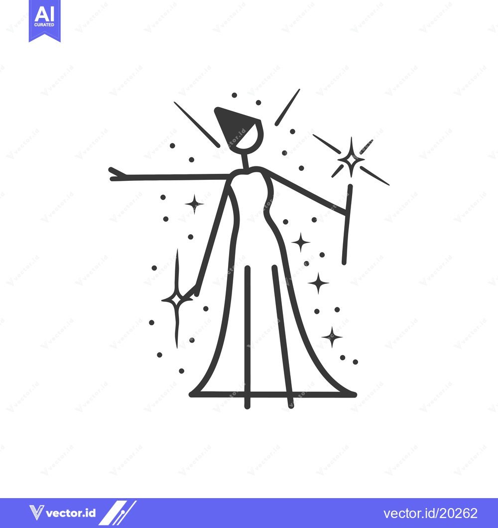 Premium Vector dari A Stick Figure Woman Holding A Magic Wand With Stars