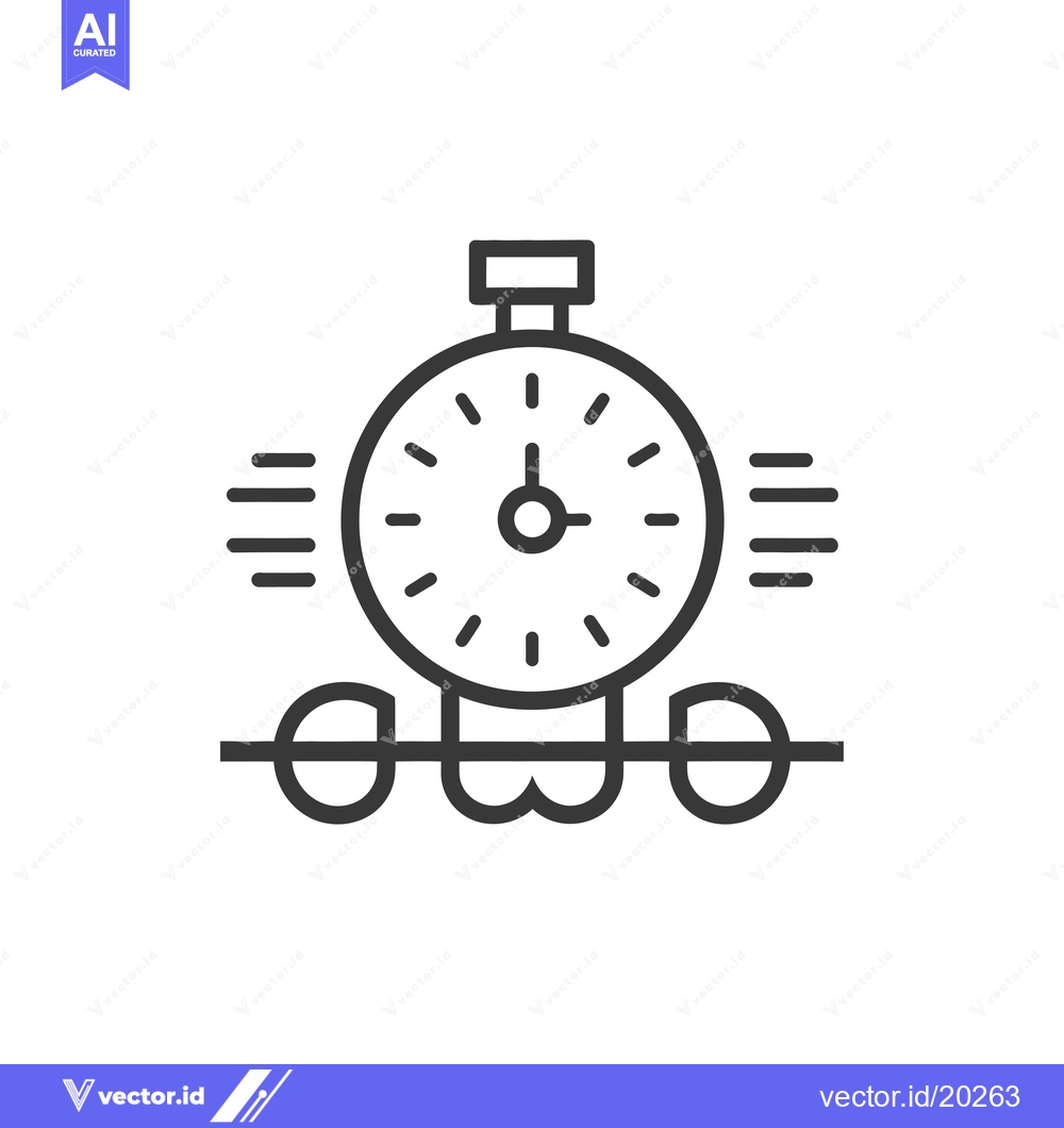 Premium Vector of A Stopwatch On Train Tracks With Speed Lines