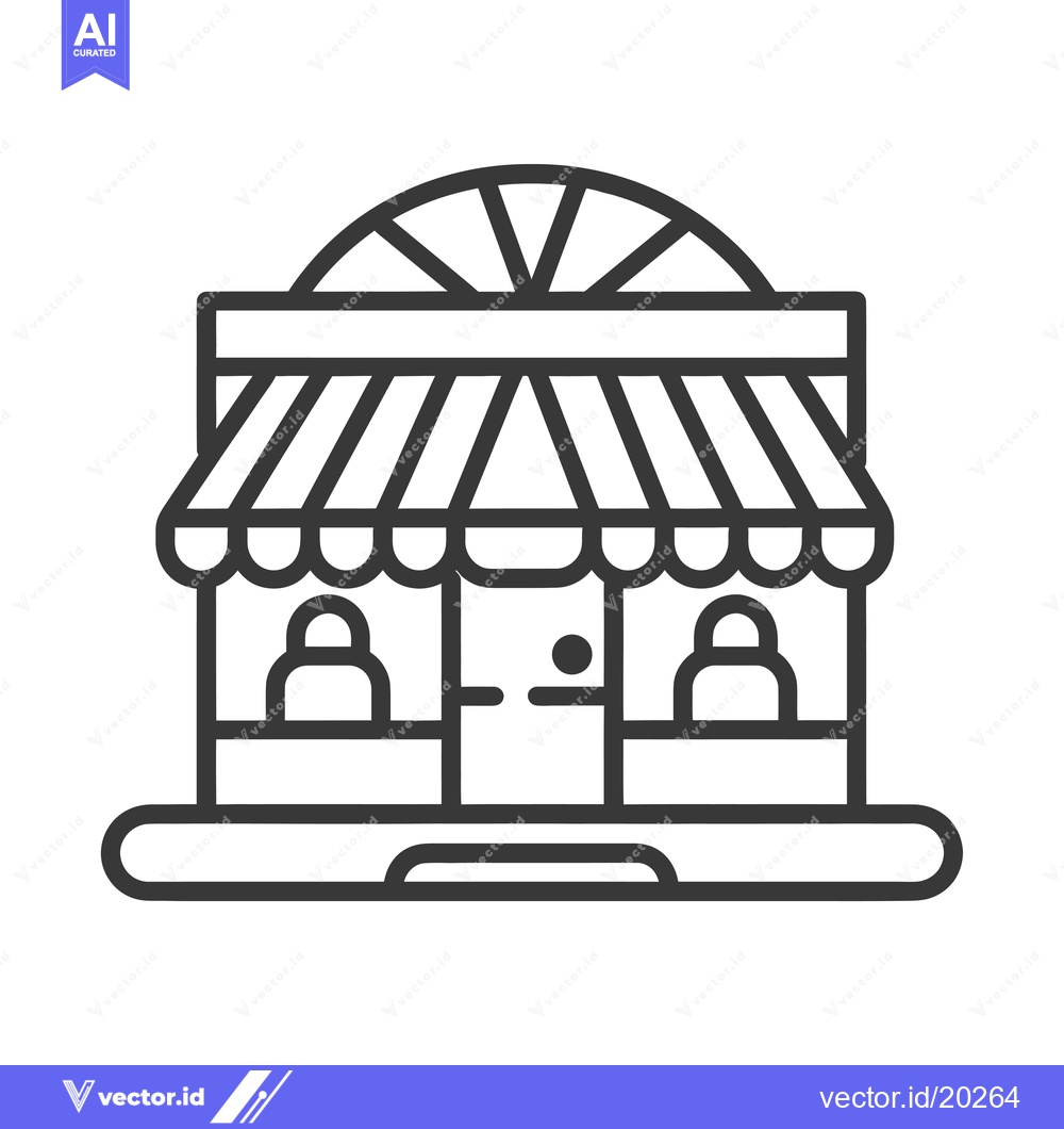 Premium Vector dari A storefront with an awning, two windows, and a door