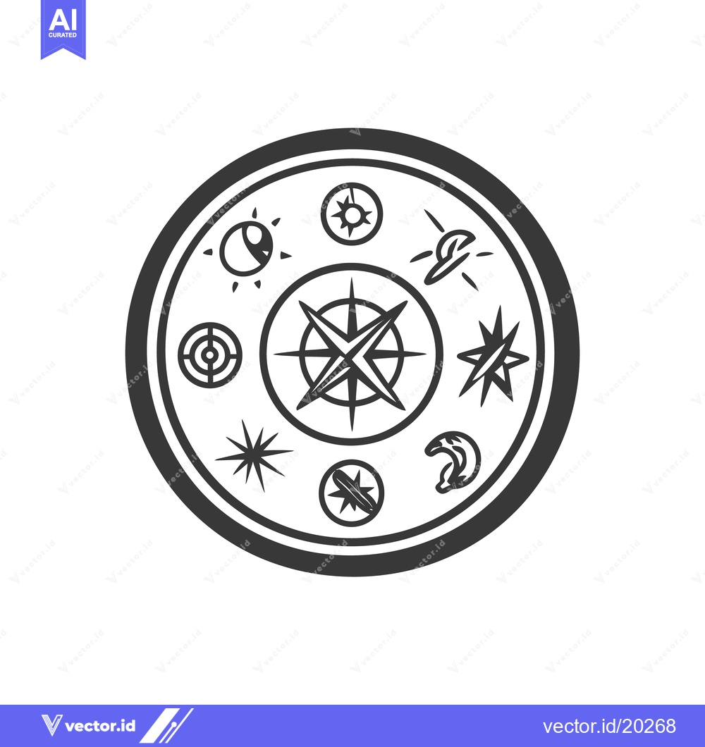 Premium Vector dari A circular image with celestial and geometric symbol designs