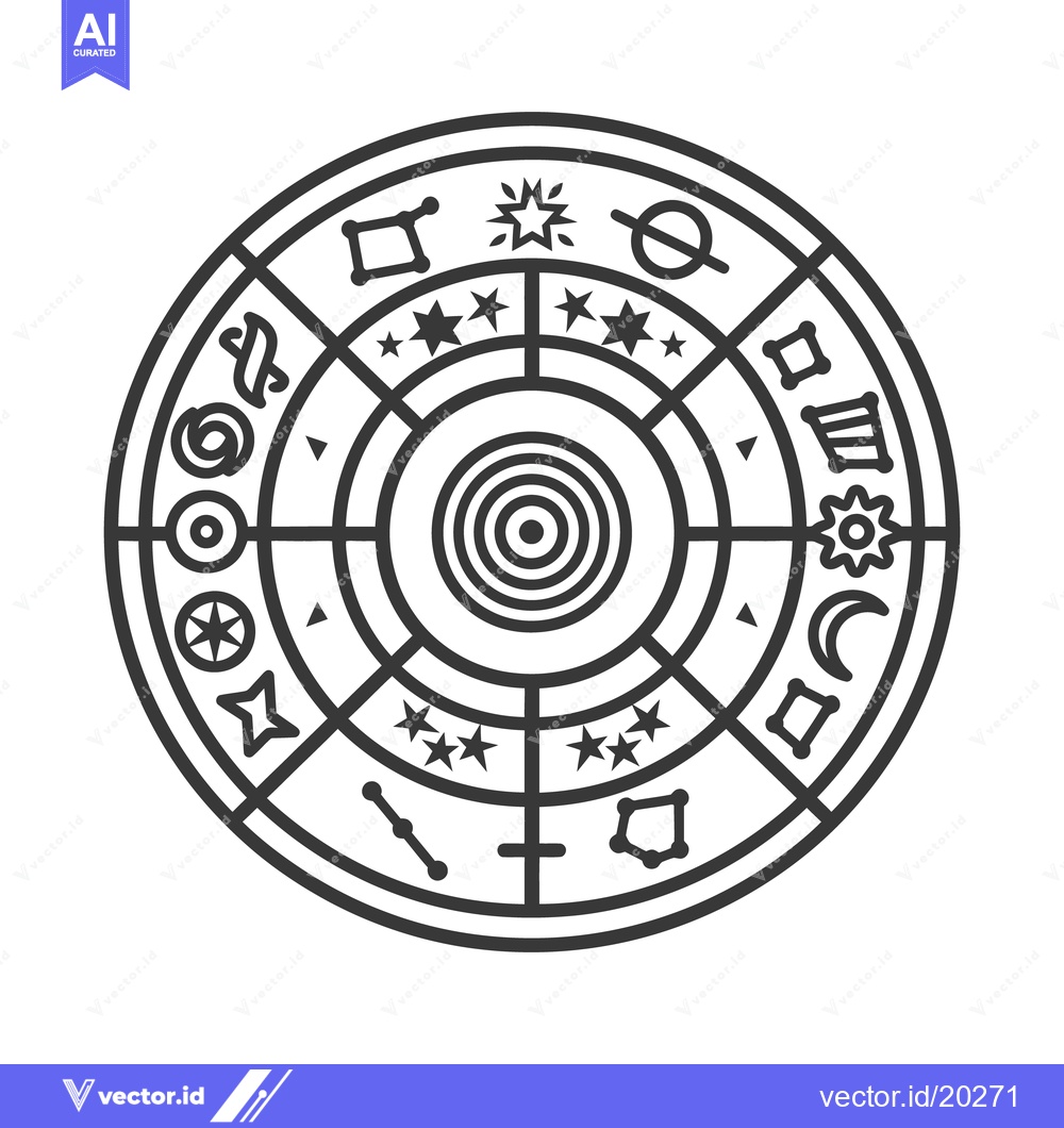 Premium Vector dari Detailed illustration of astrological symbols and celestial circular c