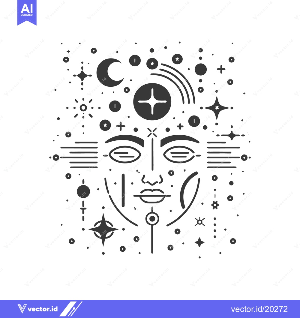 Premium Vector of A graphic illustration of a stylized human face in space
