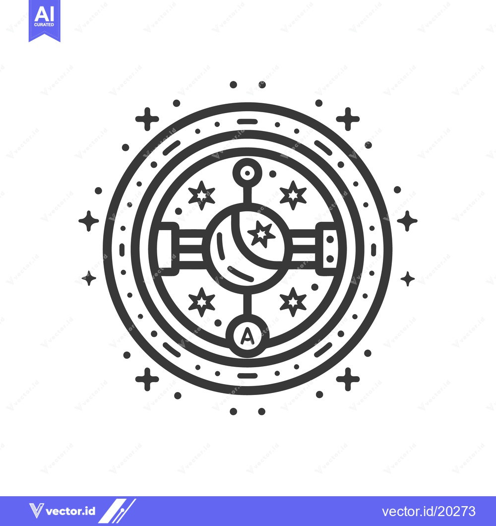 Premium Vector dari A stylized illustration depicting celestial objects within a circle