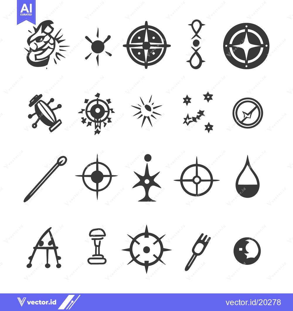 Premium Vector dari A collection of black and white stylized icon symbols designs