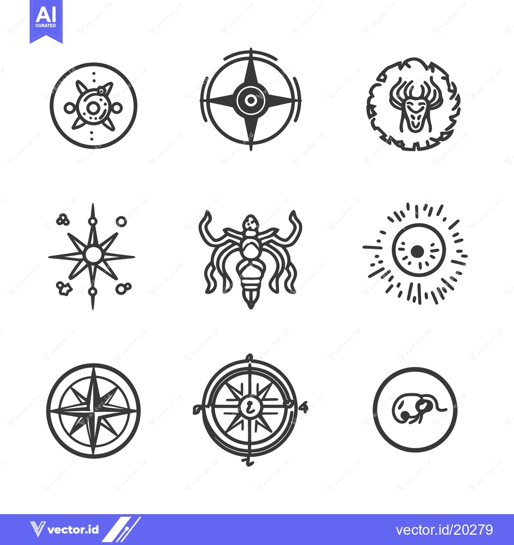 Premium Vector of Nine minimalist design elements and icons illustrated with simple line