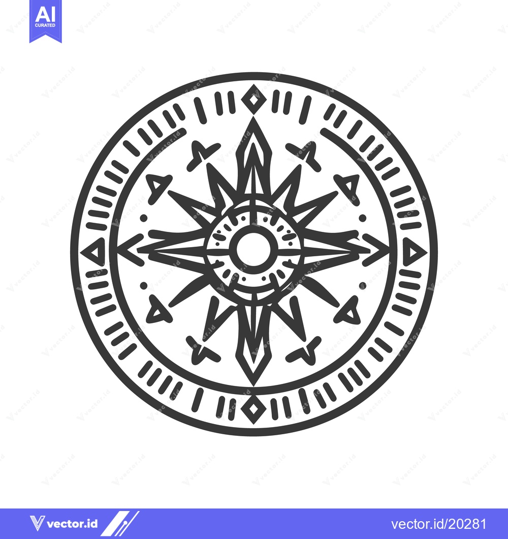 Premium Vector dari A detailed illustration of a compass rose in a circle